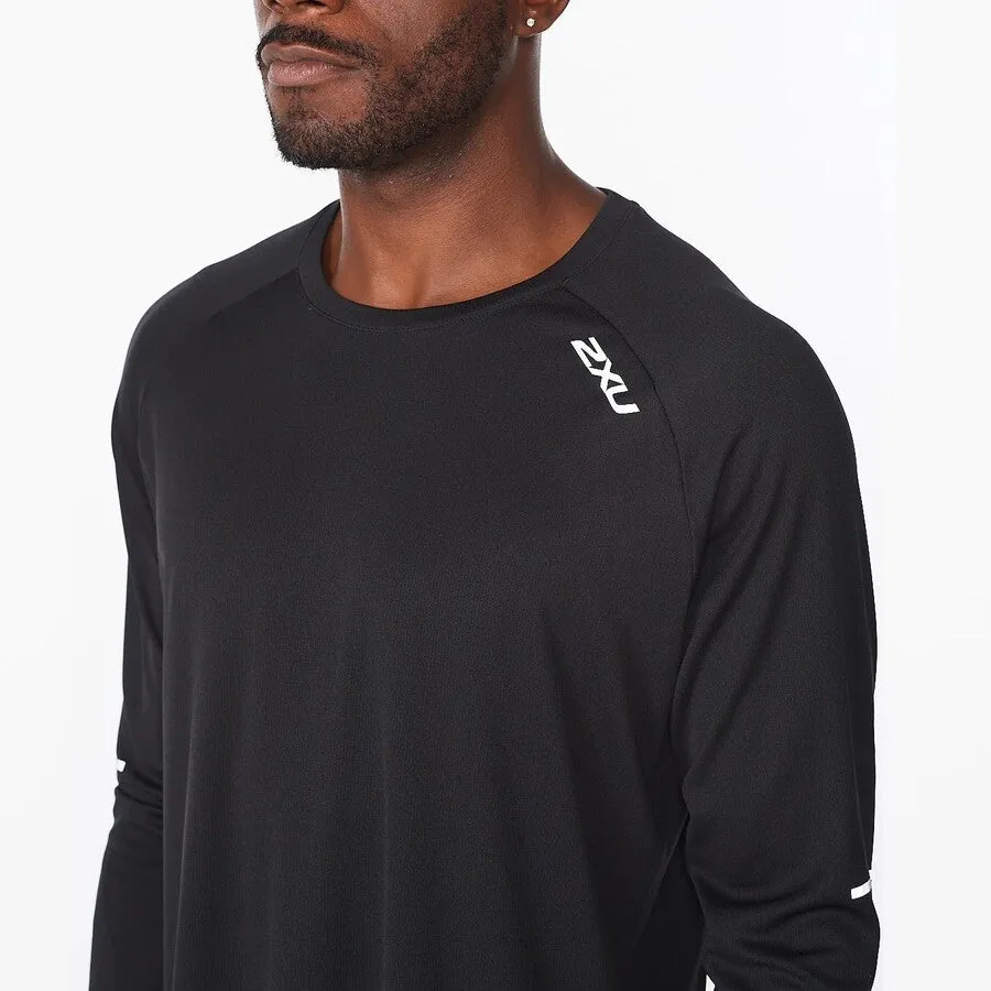 2XU Aero Long Sleeve Tee | Black / Silver Reflective | Mens