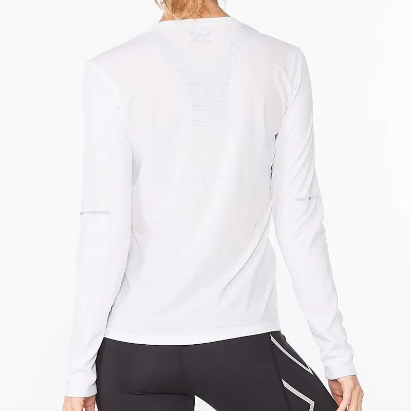 2XU Aero Long Sleeve Tee | White / Silver Reflective | Womens