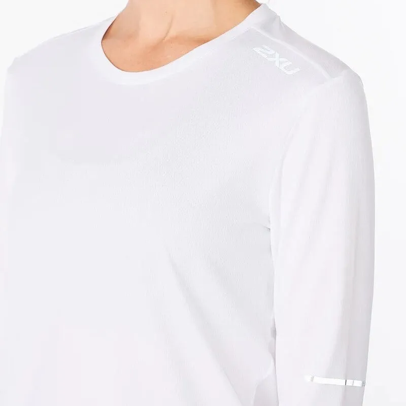 2XU Aero Long Sleeve Tee | White / Silver Reflective | Womens