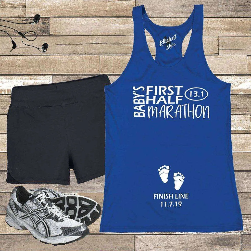 Baby's First Half Marathon 13.1 Pregnancy Announcement Shirt