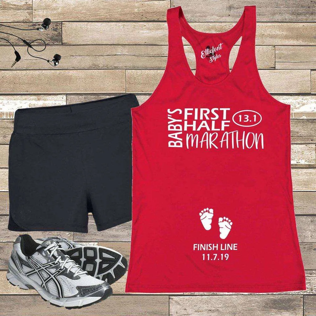 Baby's First Half Marathon 13.1 Pregnancy Announcement Shirt