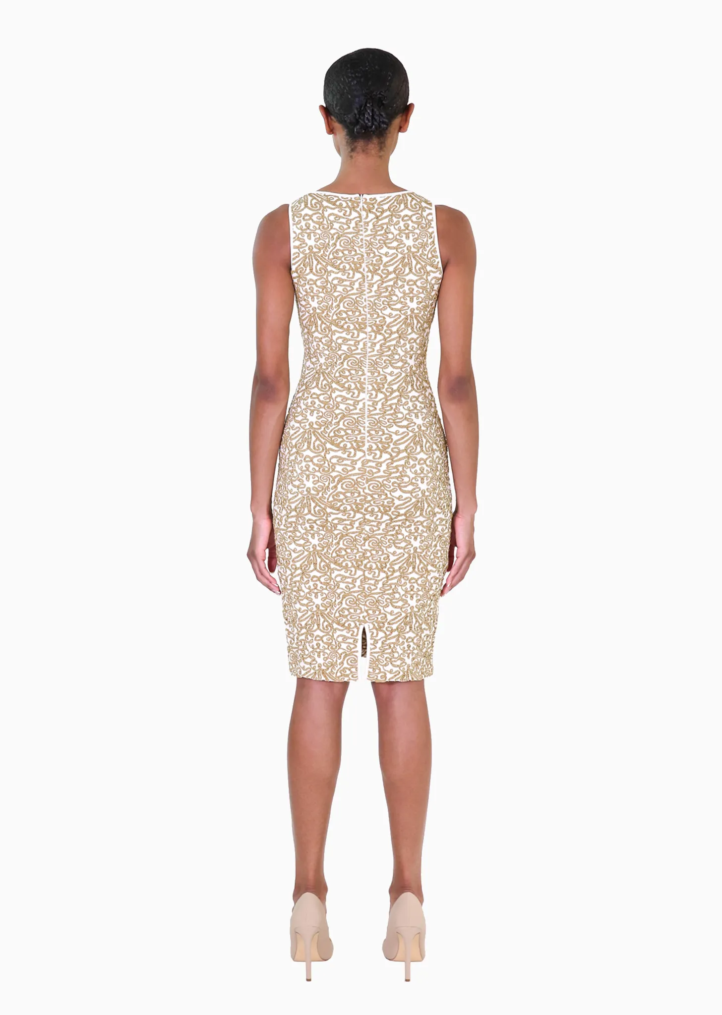 Beatrix – Metallic Textured Brocade Pencil Dress