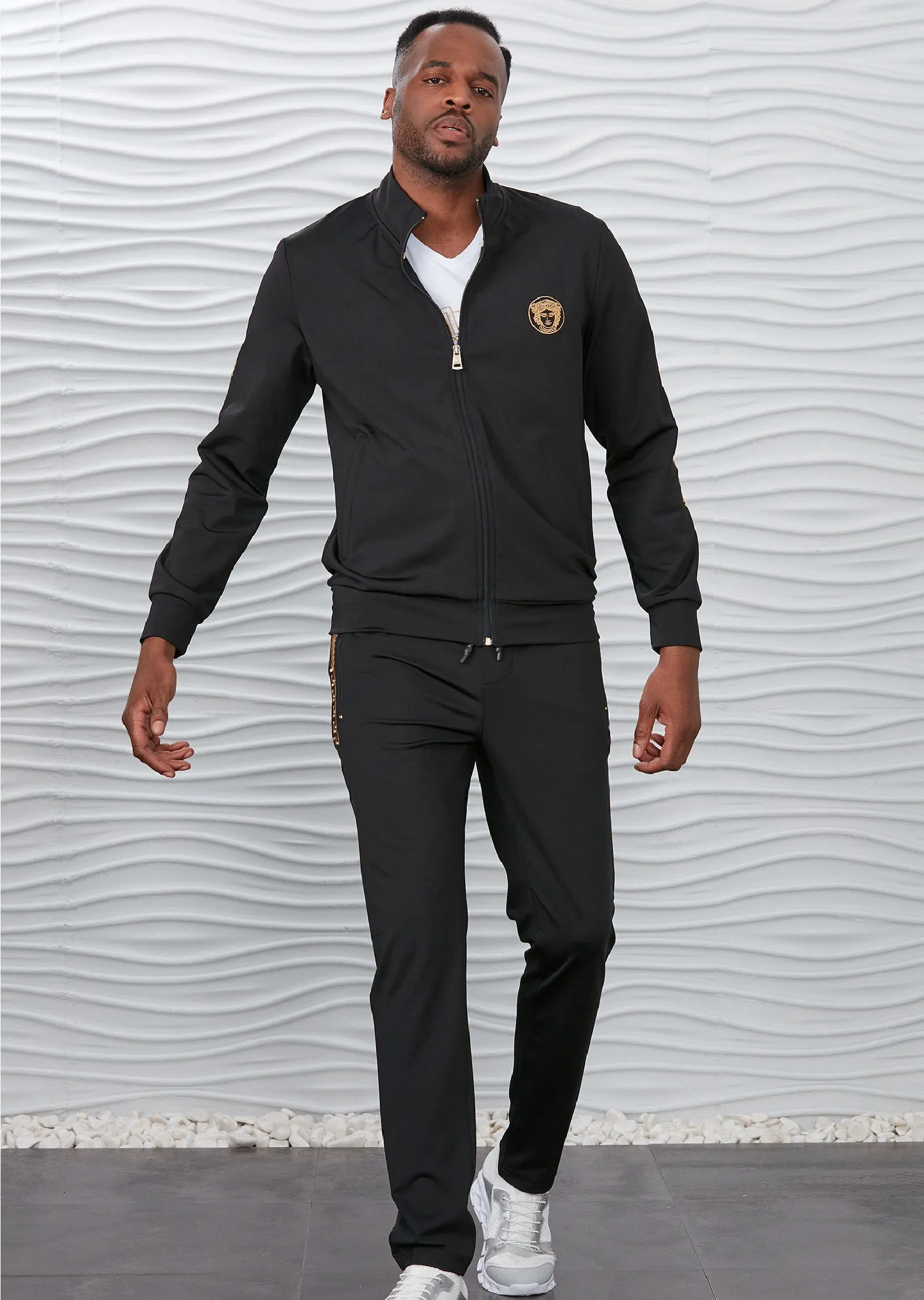 Black Gold Embroidery 2-pcs Tracksuit