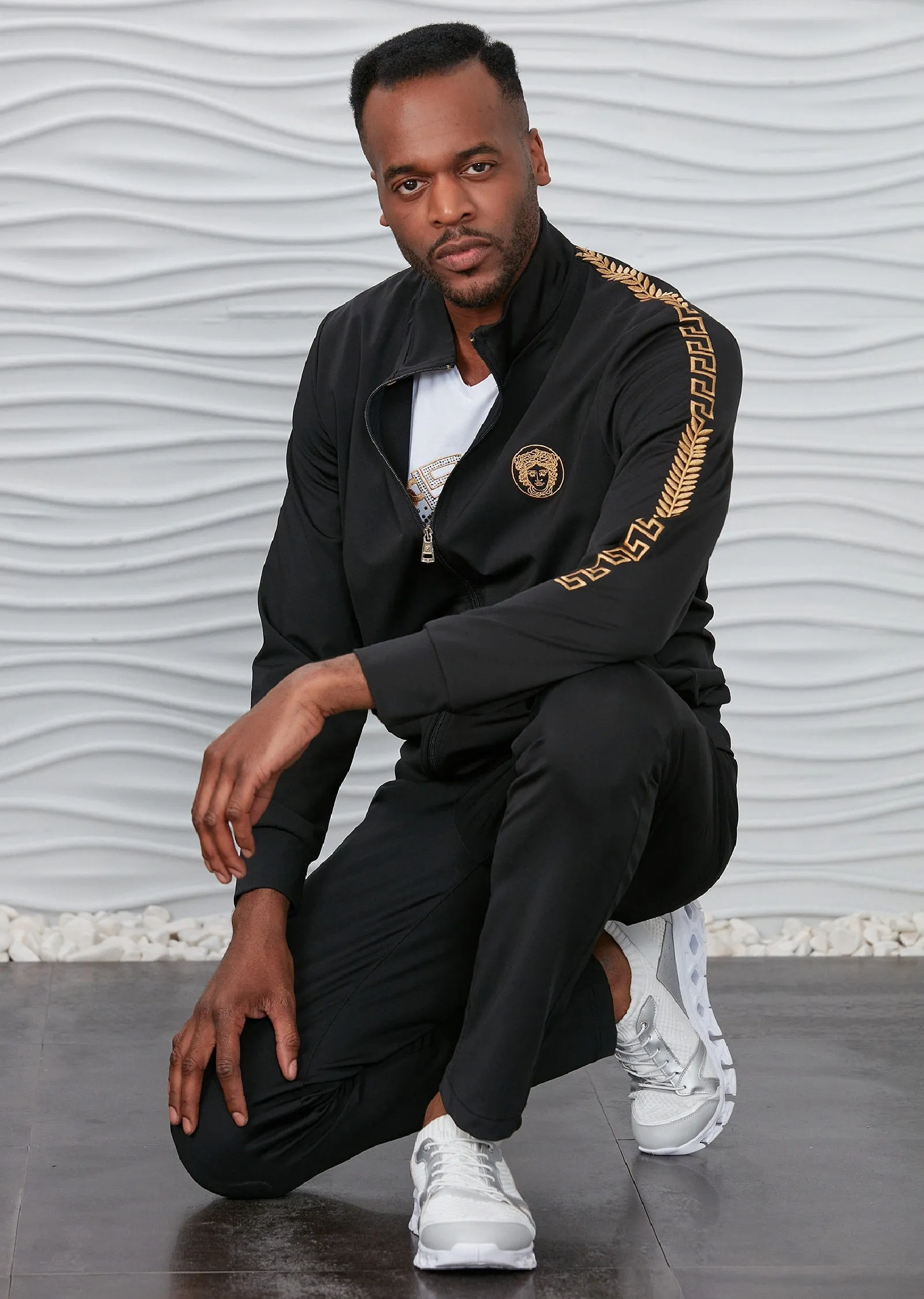 Black Gold Embroidery 2-pcs Tracksuit