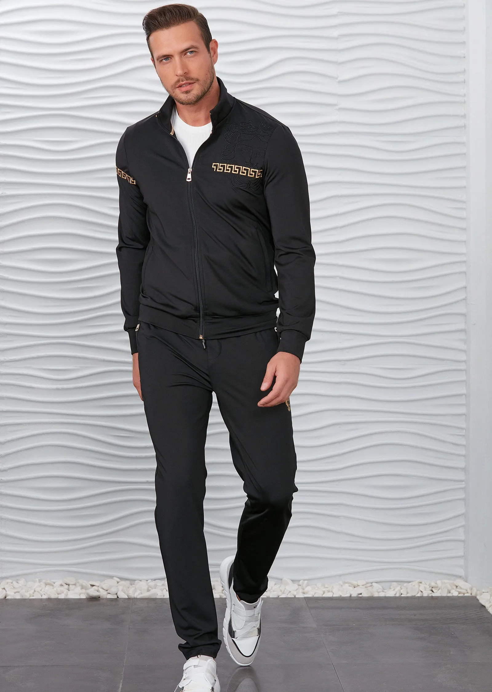 Black Gold Embroidery 2-pieces Tracksuit