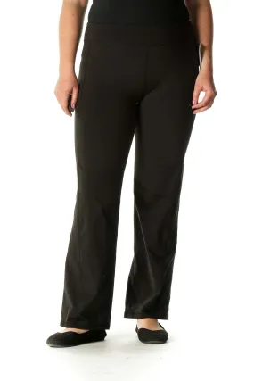 Black Solid Active Pants