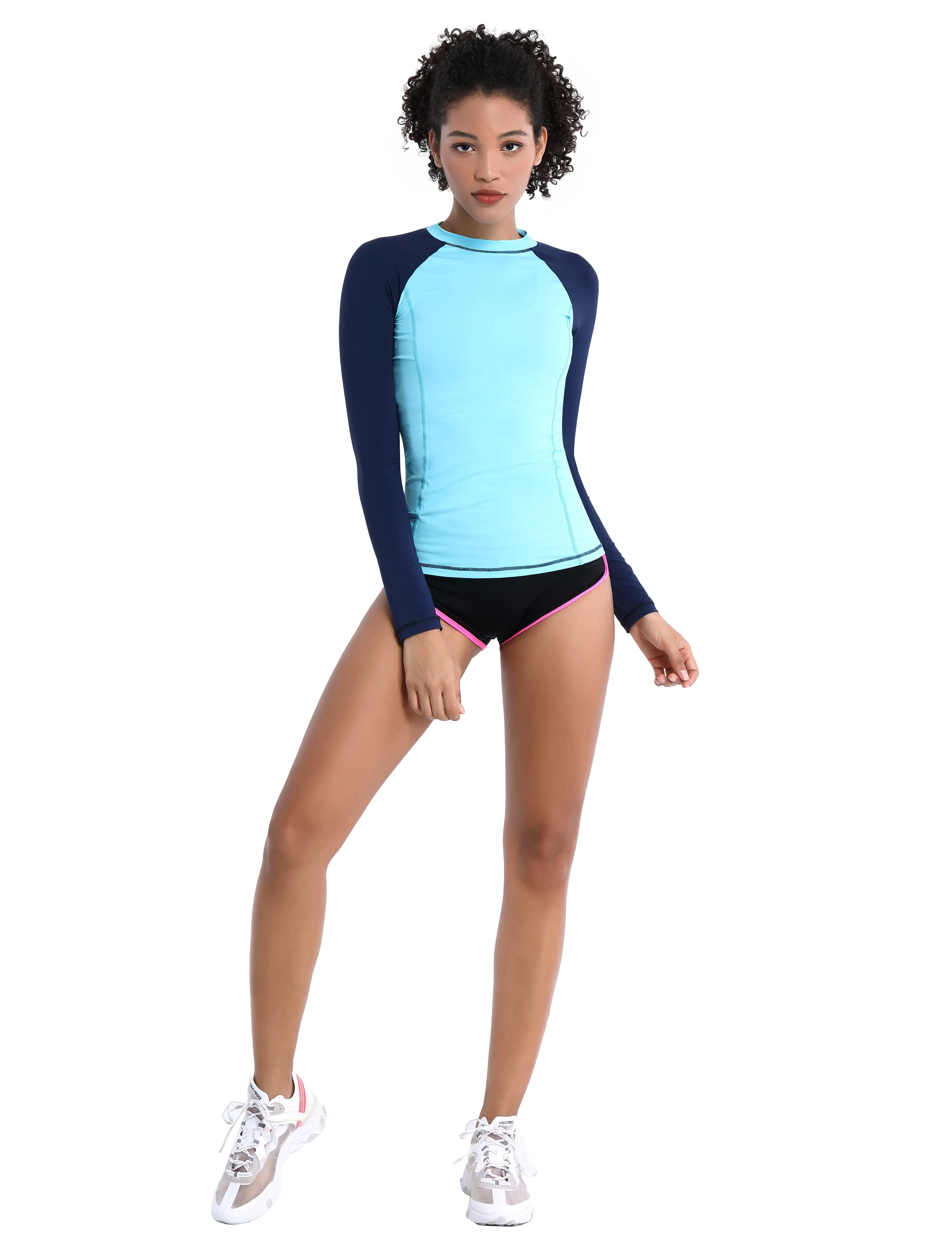 BUBBLELIME 84P/16S Long Sleeve Rashguard for Women Mix Color_Running