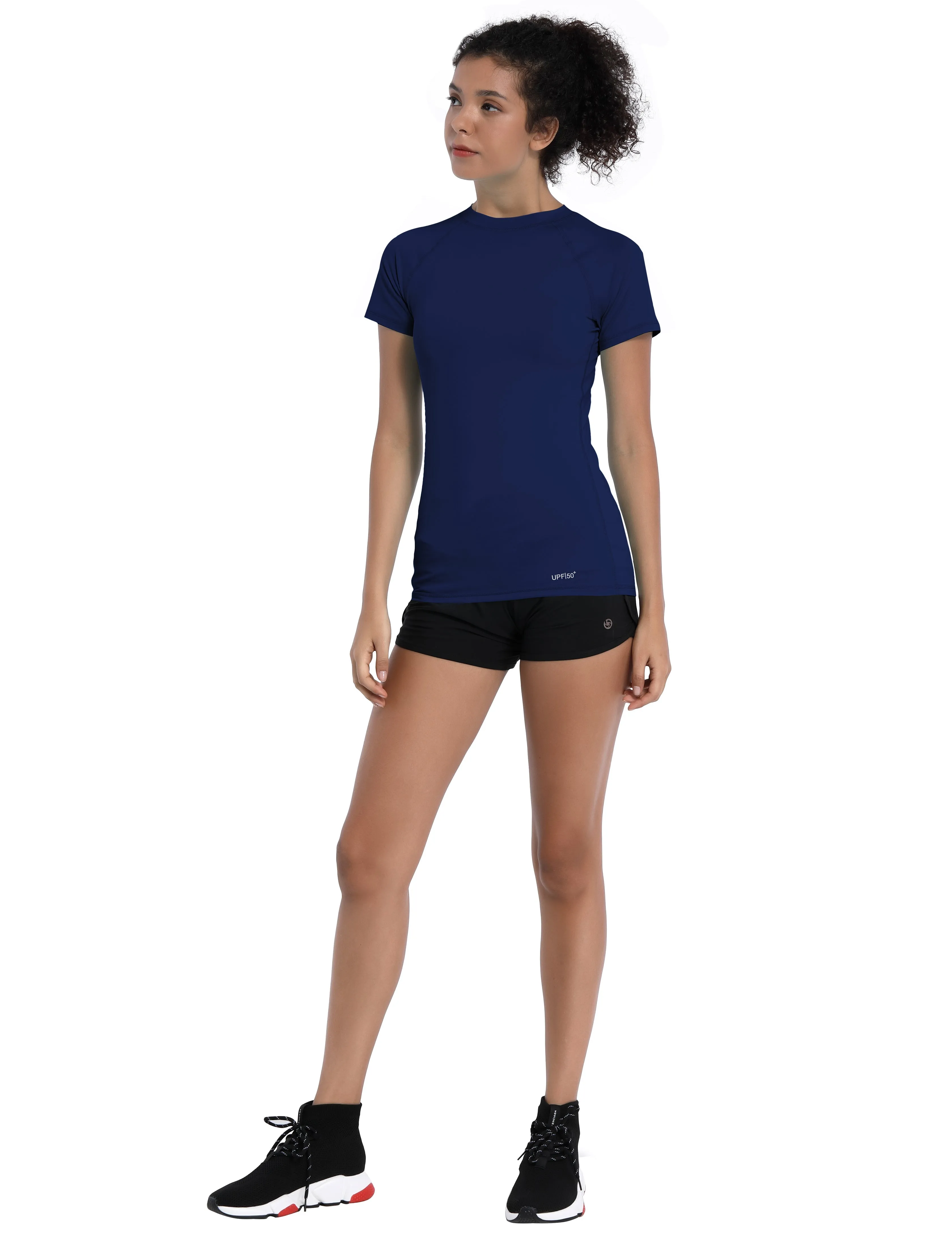 BUBBLELIME 84P/16S Short Sleeve Rashguard for Women_Running