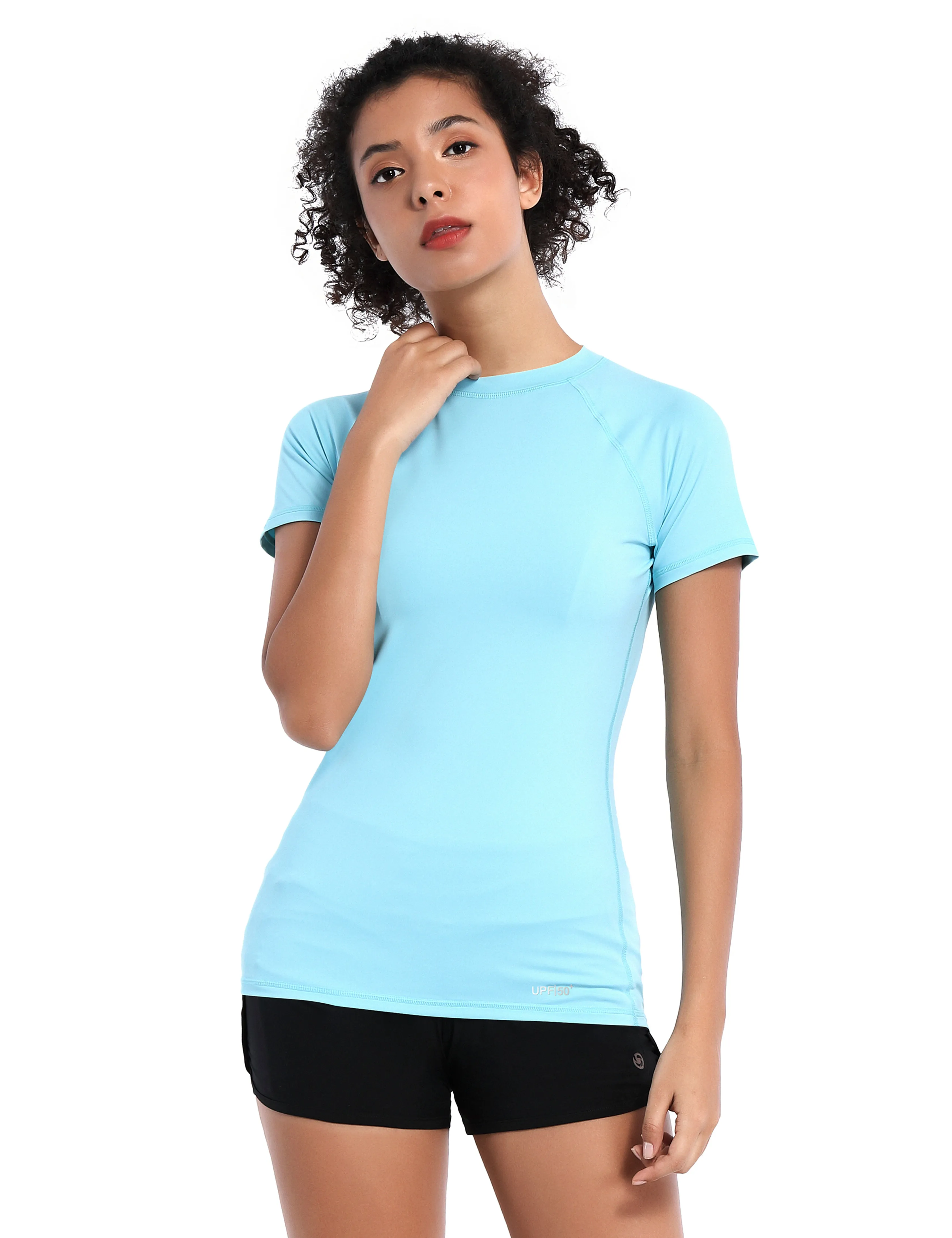 BUBBLELIME 84P/16S Short Sleeve Rashguard for Women_Running