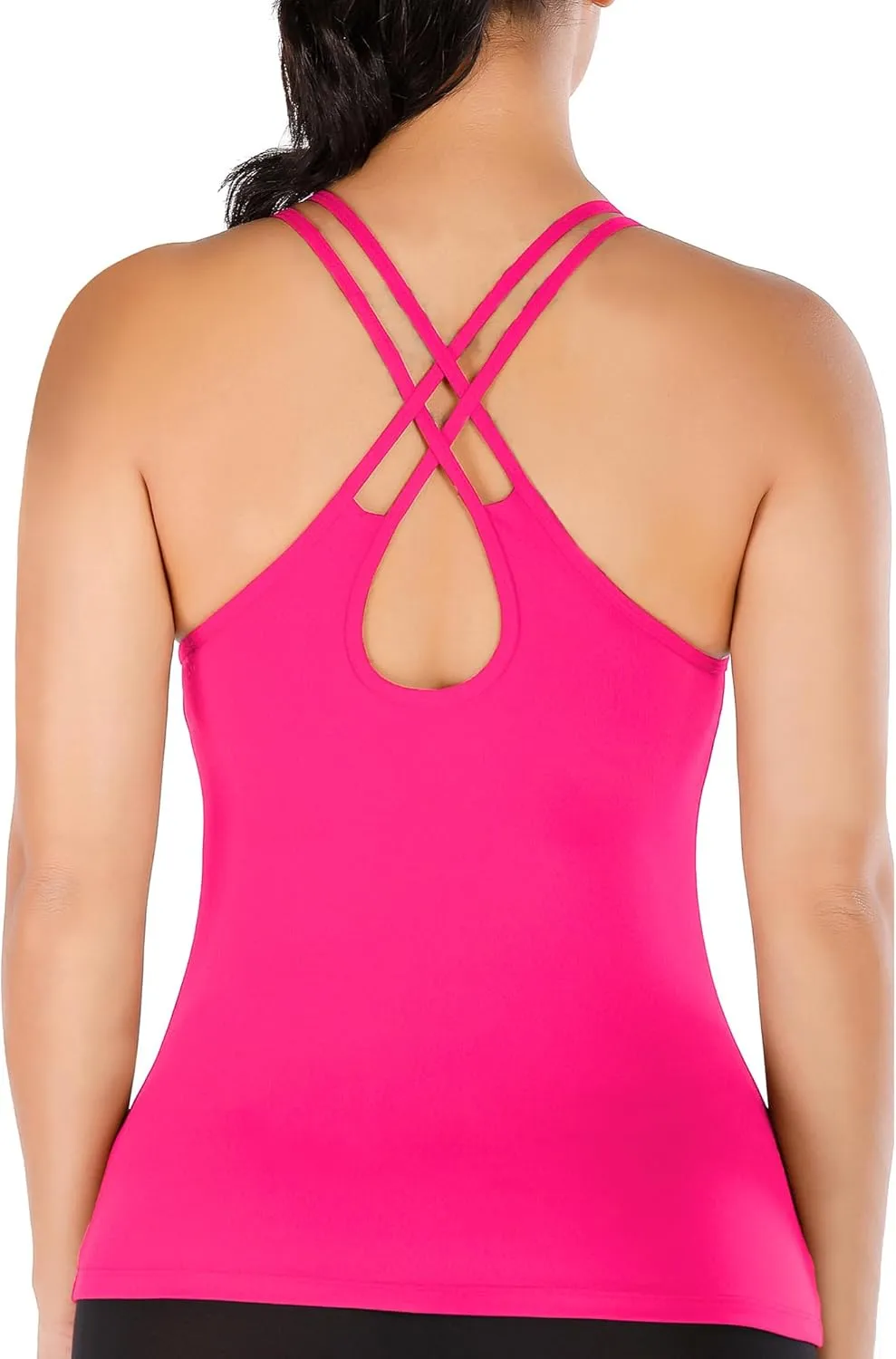 Built in Shelf Bra B/C Cups Strappy Back Activewear Workout Compression Tops