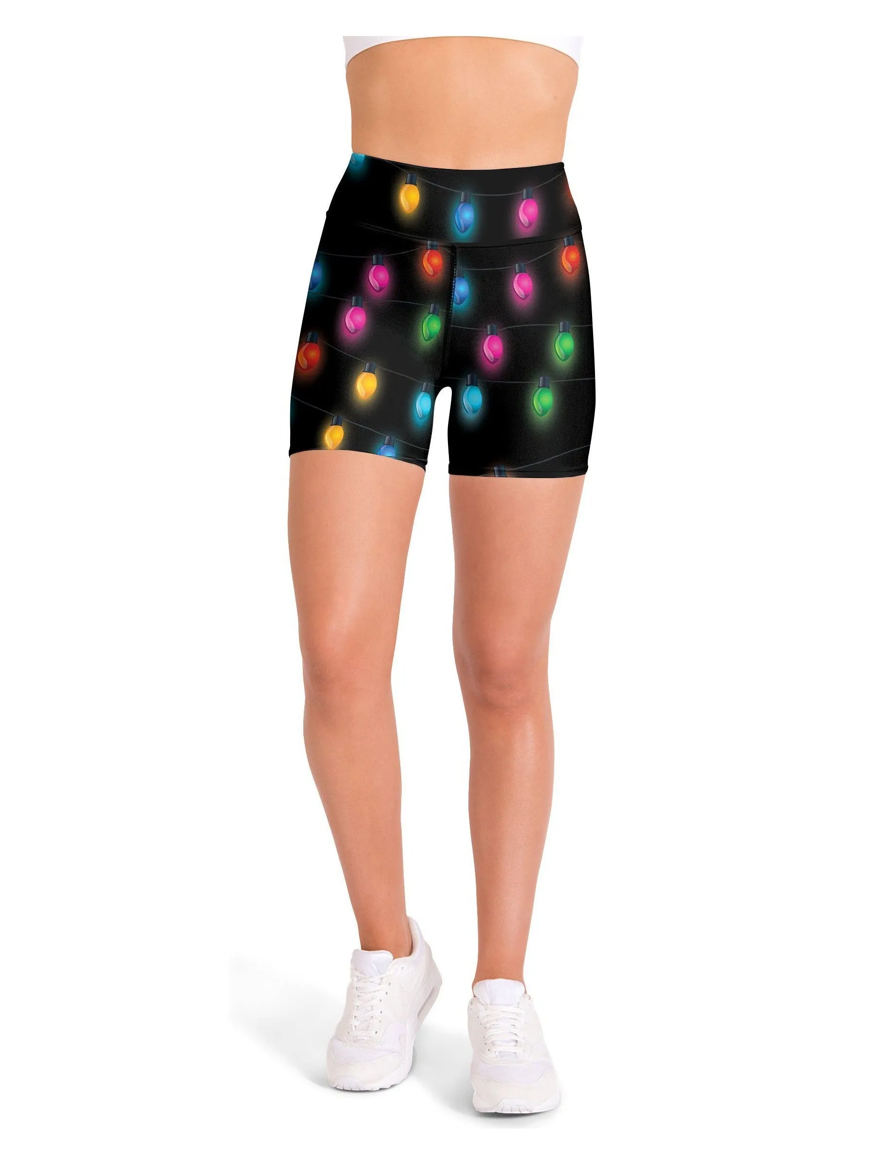 Christmas Lights Yoga Shorts