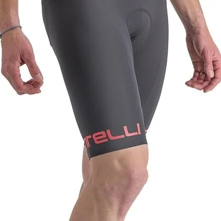 Classic bib shorts Free Aero RC men's Castelli, color Dark Gray/Hibiscus