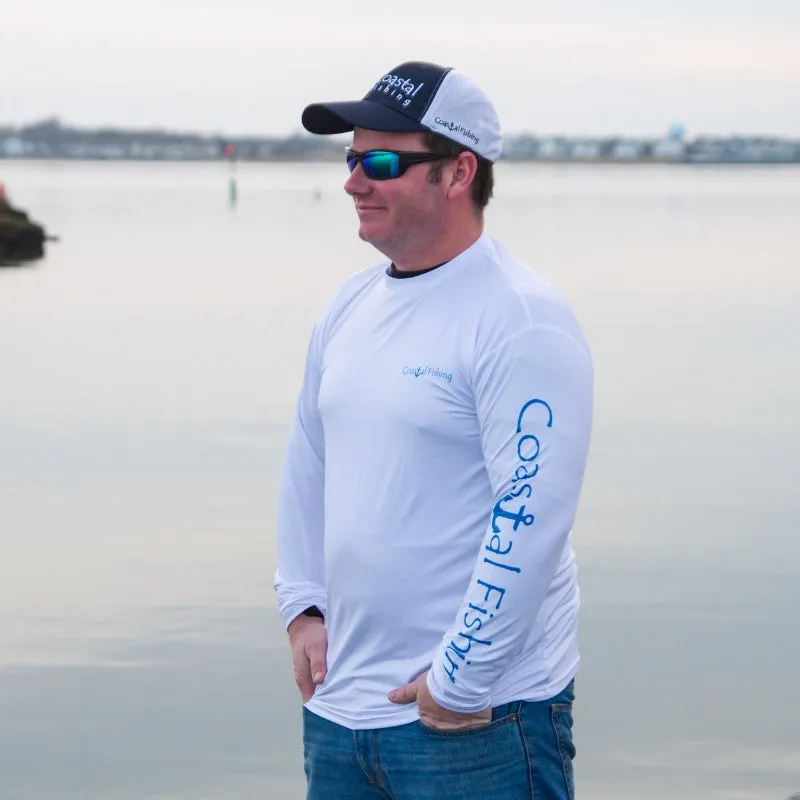 Coastal White Men's Long Sleeve QuickDry Fishing Shirt - Tuna Design