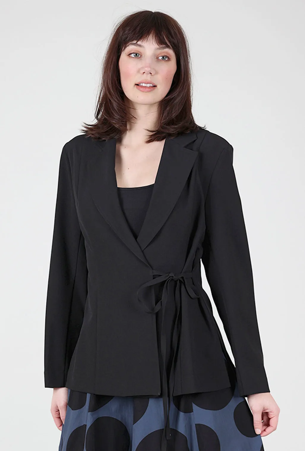 Crepe Tie Jacket, Black