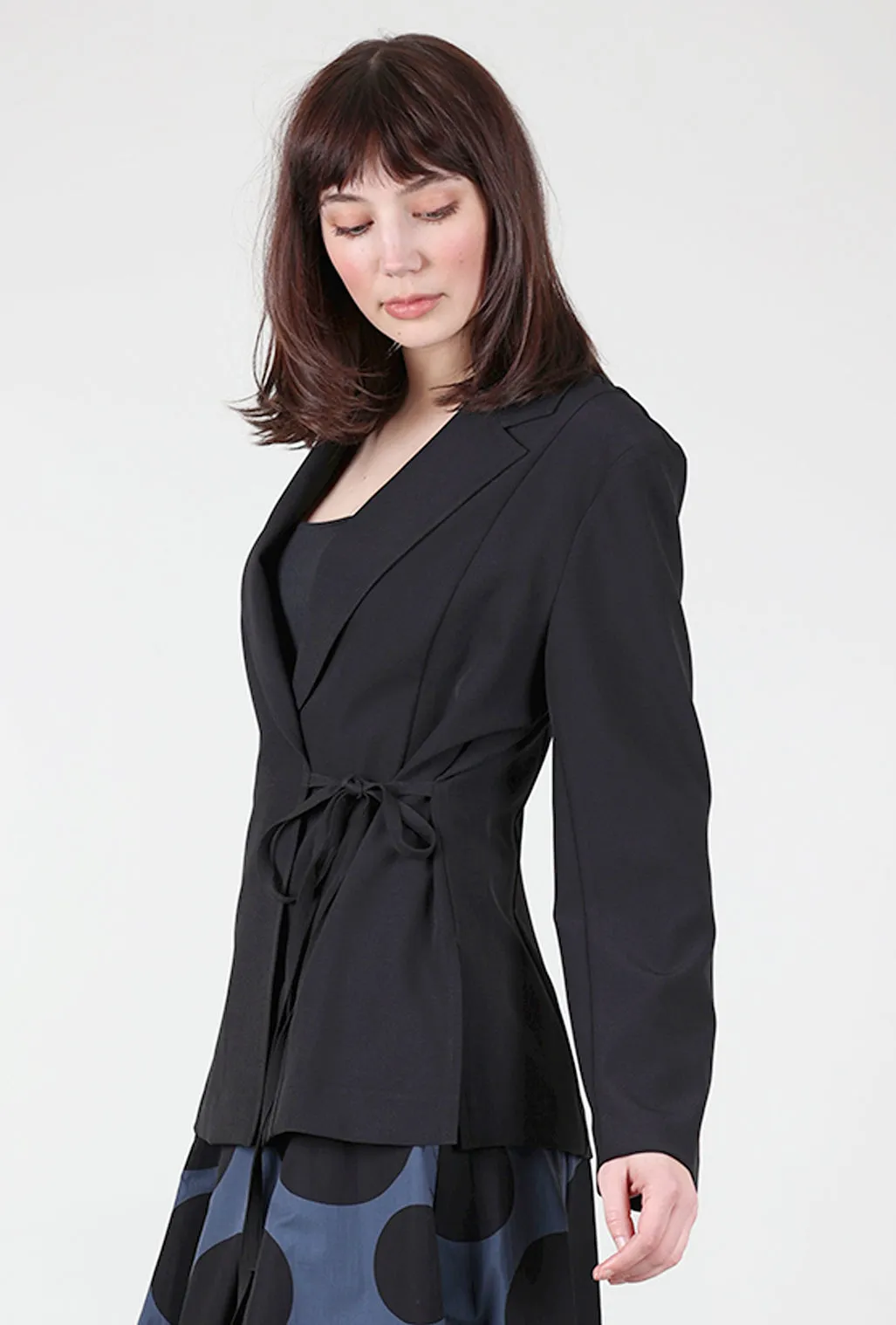 Crepe Tie Jacket, Black