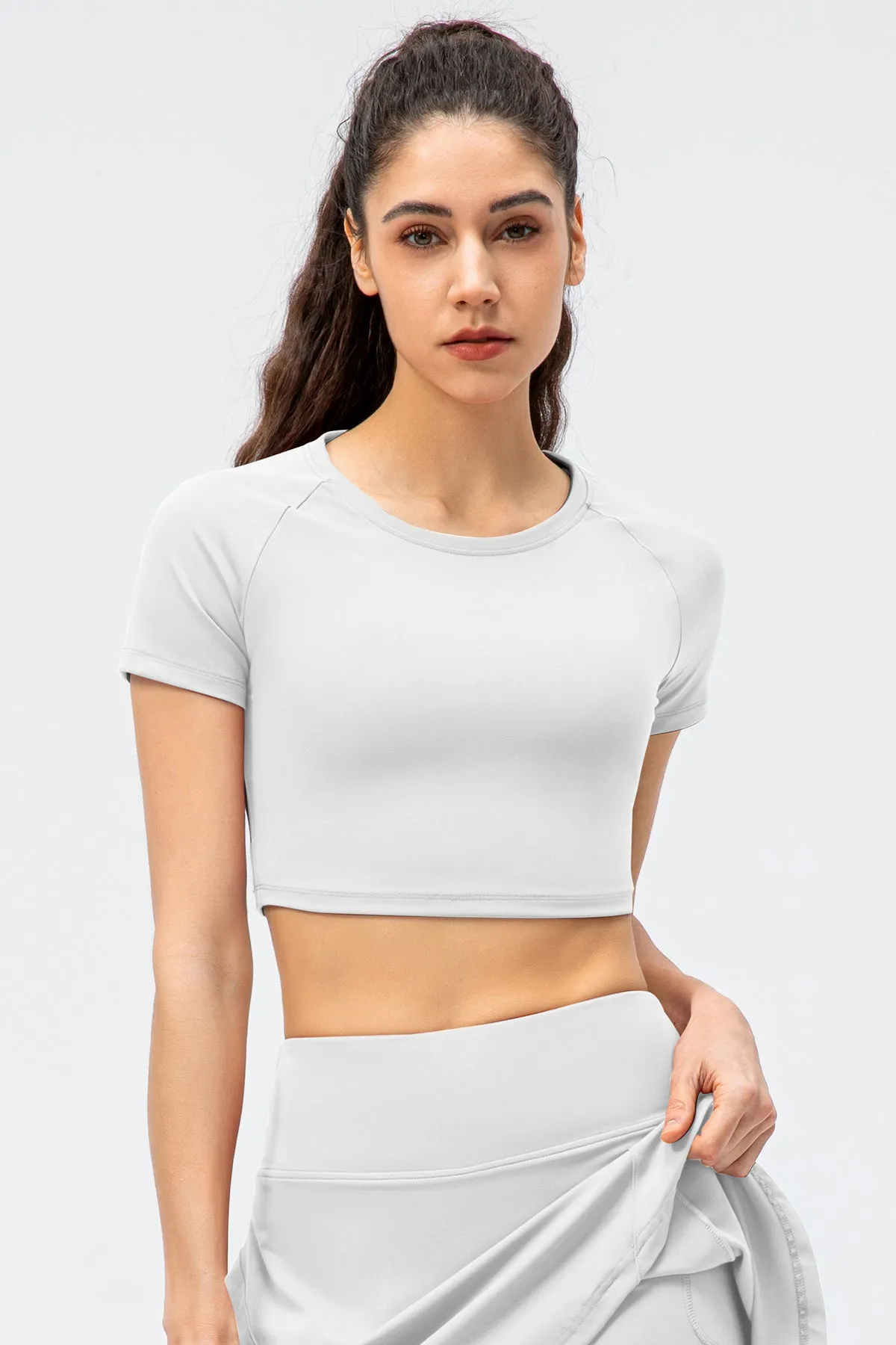 Crew Neck Cropped Short Sleeve T-Shirts