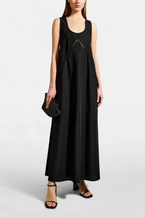 Faye Tank Dress in Black Gazar Suiting