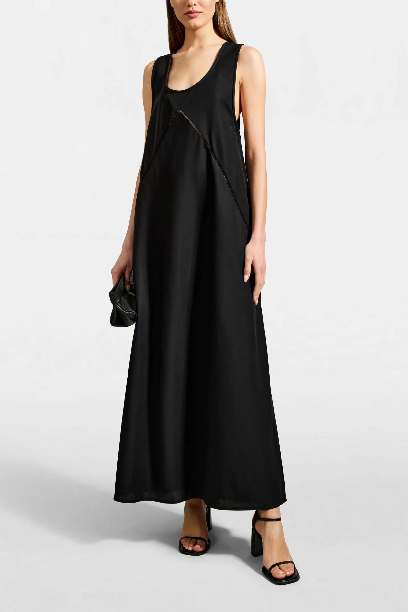 Faye Tank Dress in Black Gazar Suiting