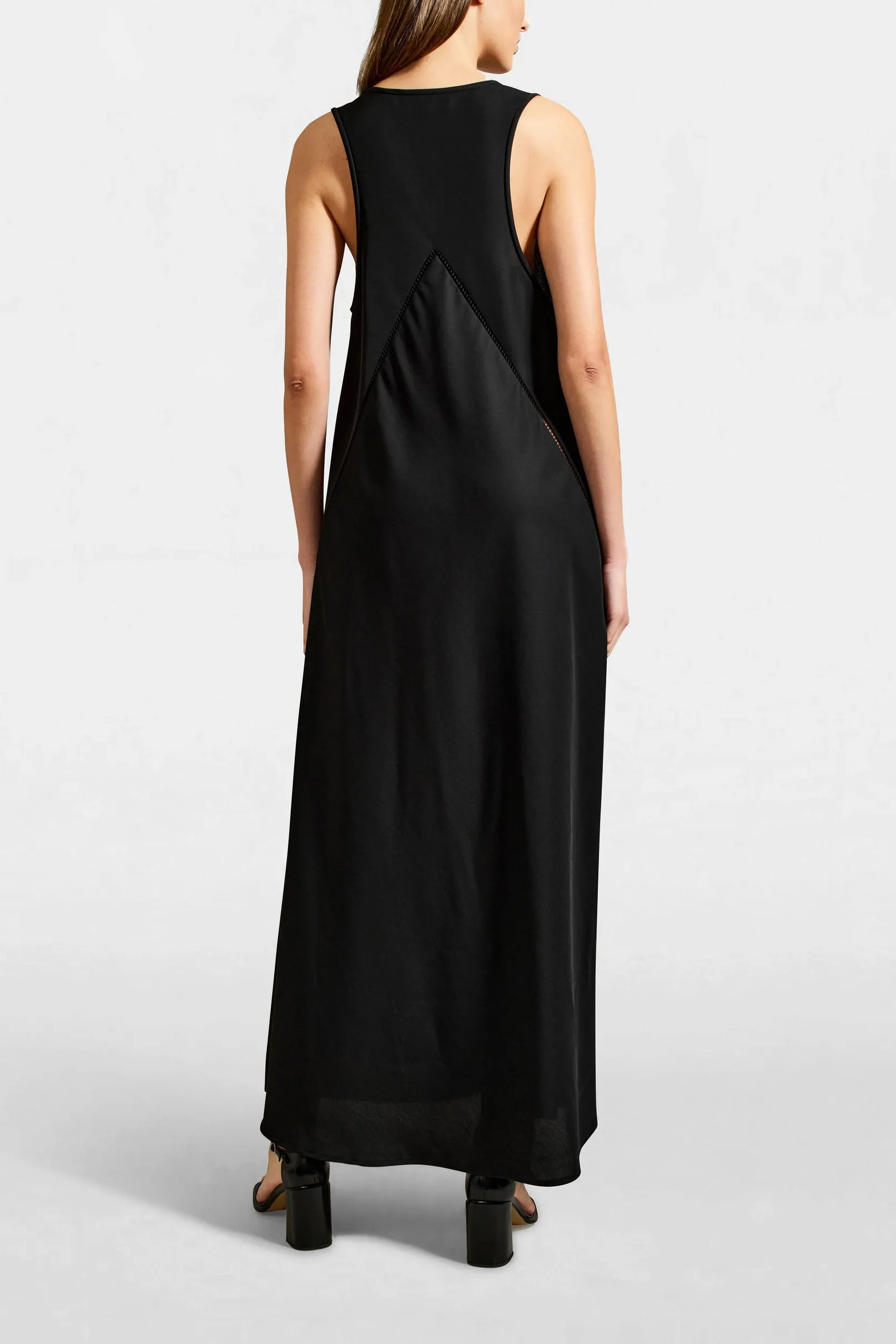 Faye Tank Dress in Black Gazar Suiting