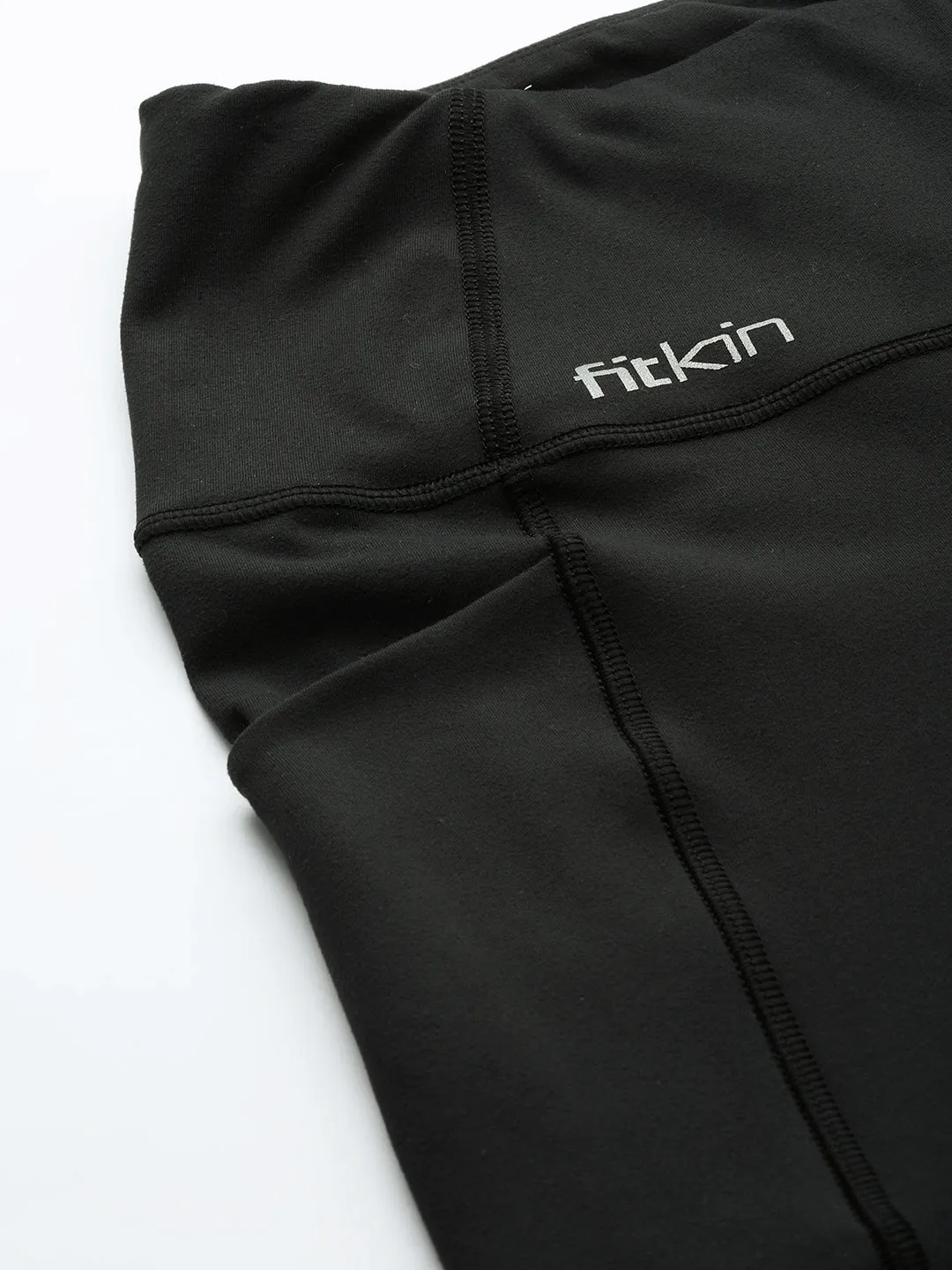 Fitkin Women Black Solid Bootcut Track Pants