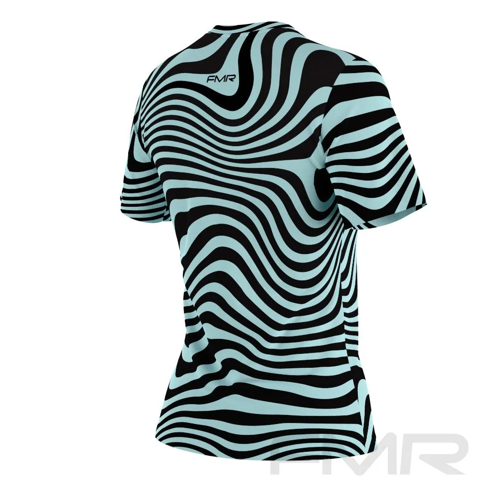 FMR Women's Light Blue Zebra Short Sleeve Running Shirt