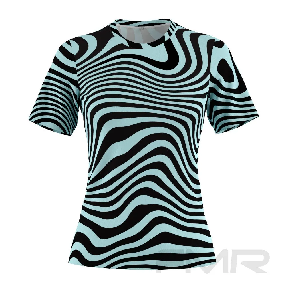 FMR Women's Light Blue Zebra Short Sleeve Running Shirt