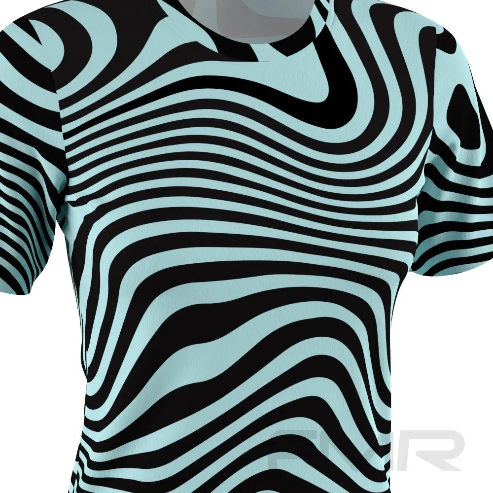 FMR Women's Light Blue Zebra Short Sleeve Running Shirt