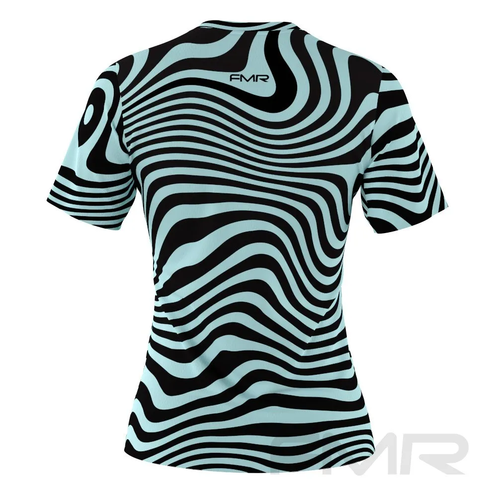 FMR Women's Light Blue Zebra Short Sleeve Running Shirt