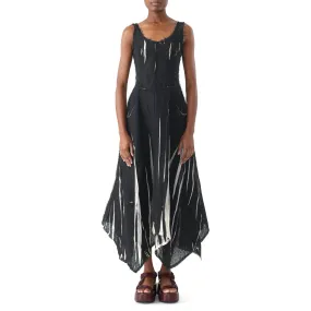 GAUZE SCREEN PRINTED TANK DRESS WITH HANDKERCHIEF