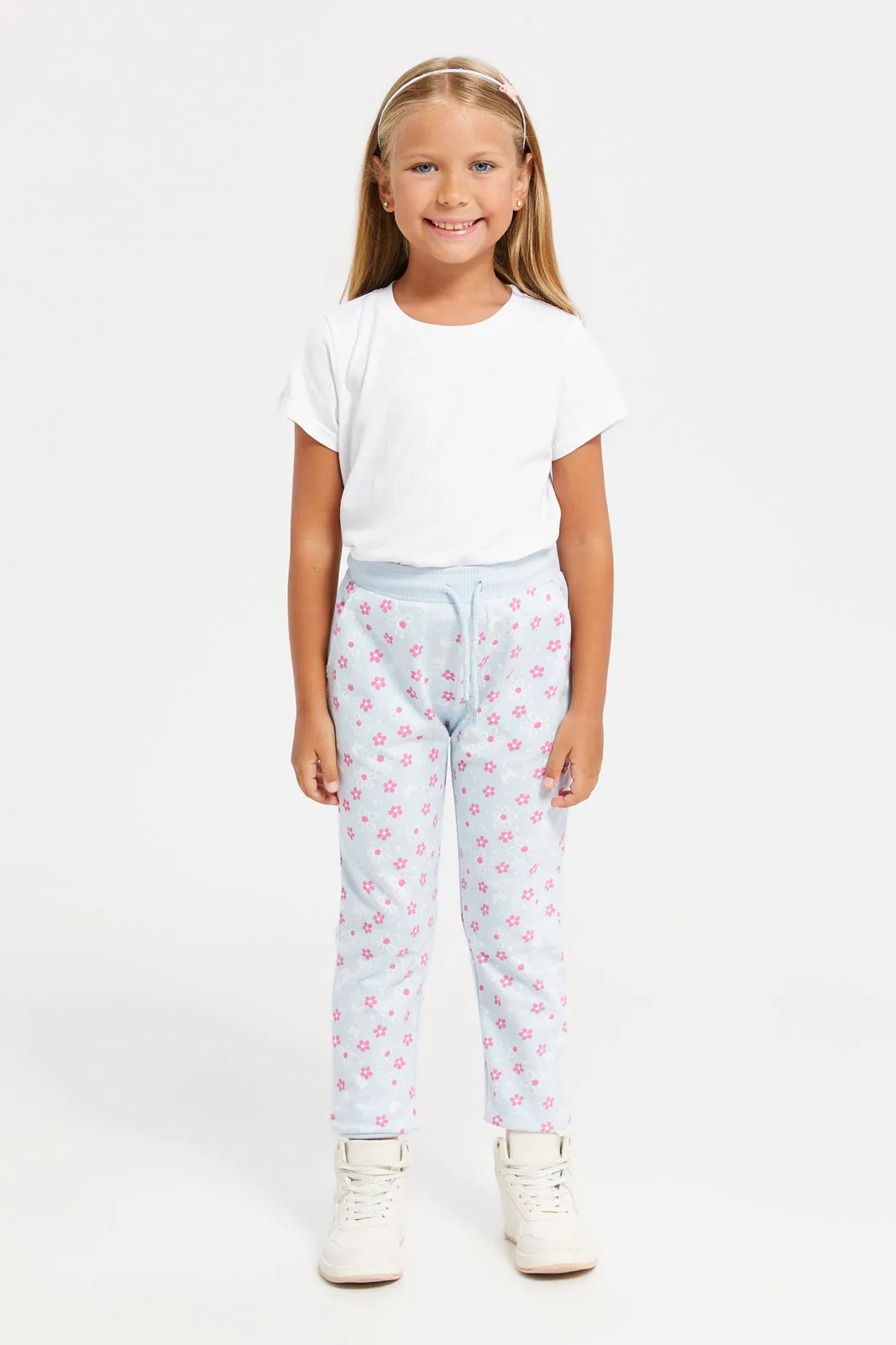 Girls Blue Floral Active Pants