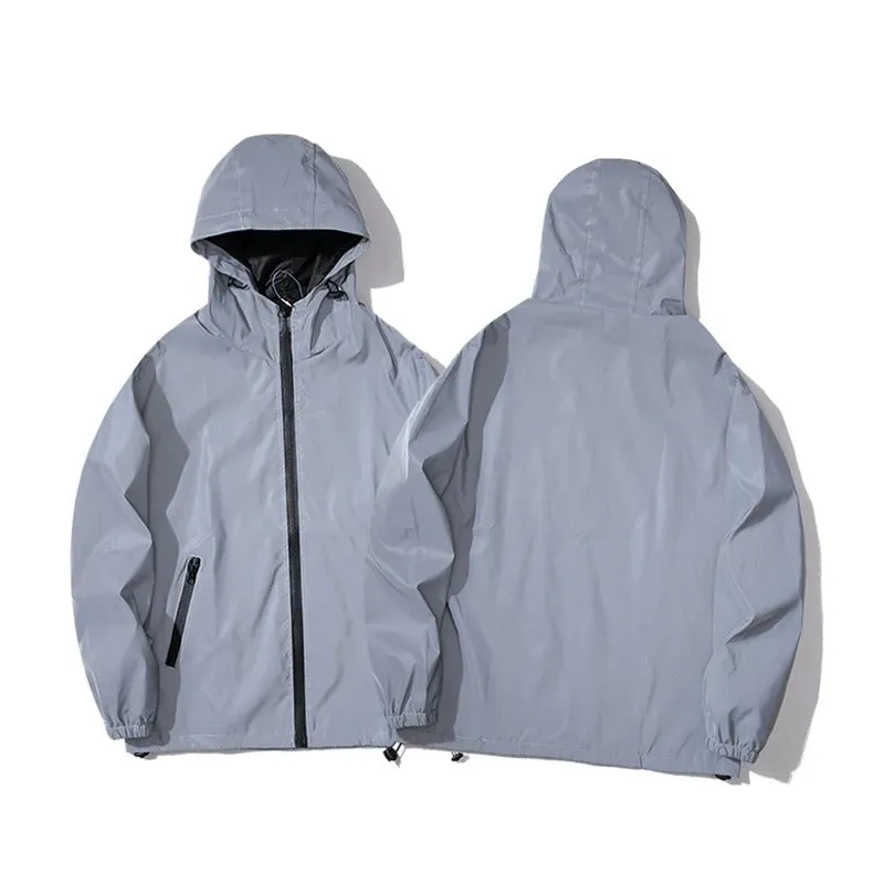 Harajuku Night Runner: Reflective Hooded Windbreaker