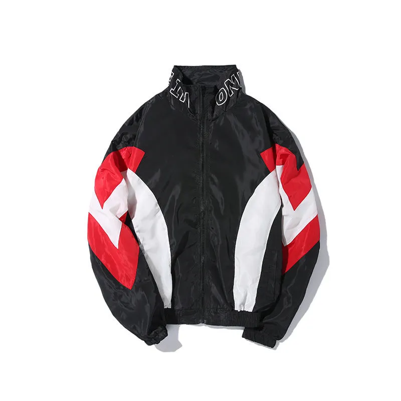 Hip-hop color block street sports windbreaker jacket