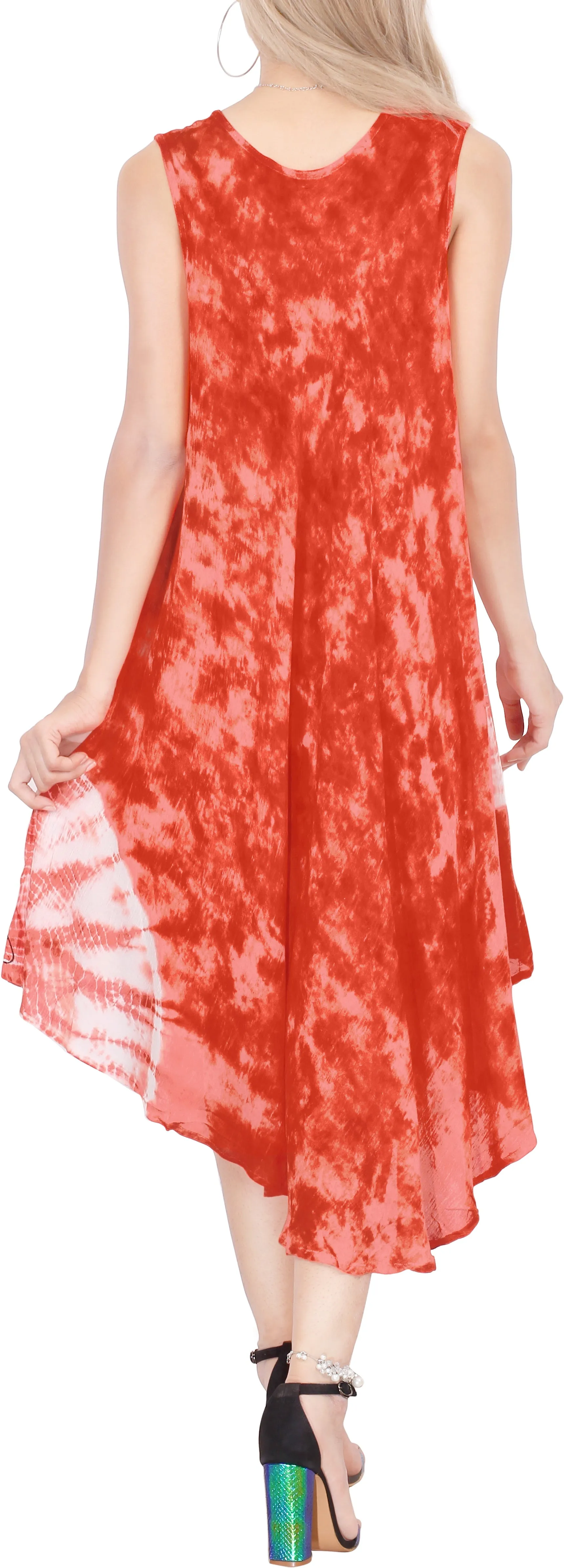 LA LEELA Floral Caftan Beach Dress Cover up for Women Orange_Y866 US Size 14 - 2