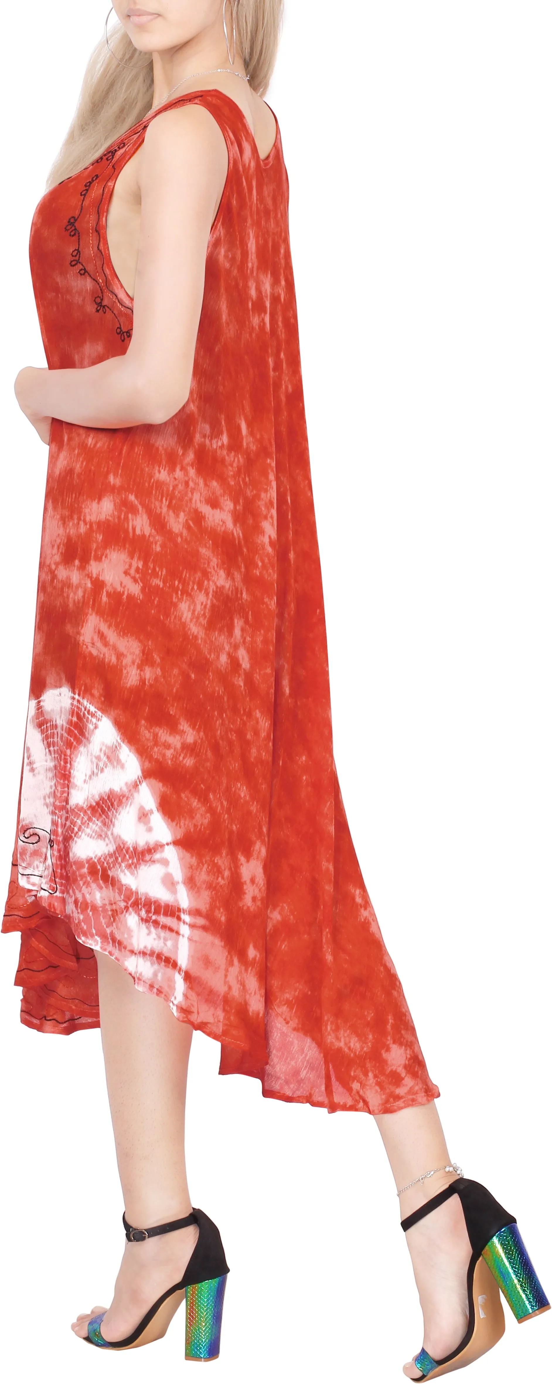 LA LEELA Floral Caftan Beach Dress Cover up for Women Orange_Y866 US Size 14 - 2