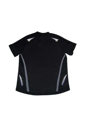 Landmark Short Sleeves Tshirt Round Neck Dri-fit With Reflective Print On Shoulders And Sides- Black