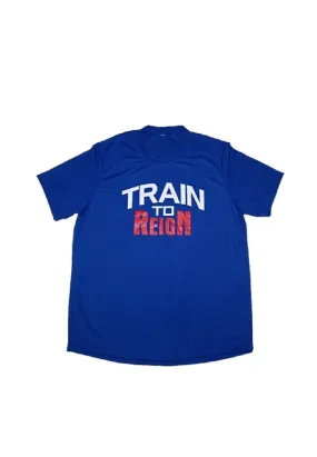 Landmark Short Sleeves Tshirt Round Neck Dri-fit With Train To Reign Print- Royal Blue