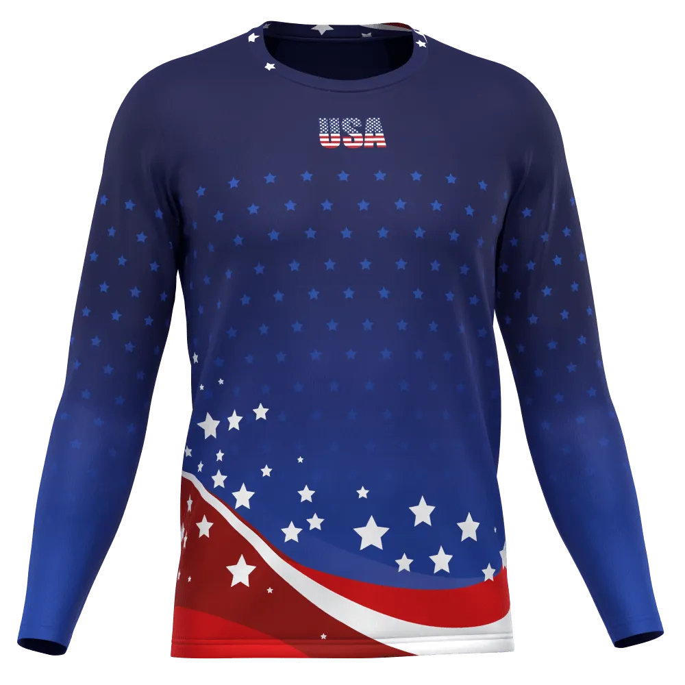 Men's American Stars and Stripes USA Icon Long Sleeve Running Shirt