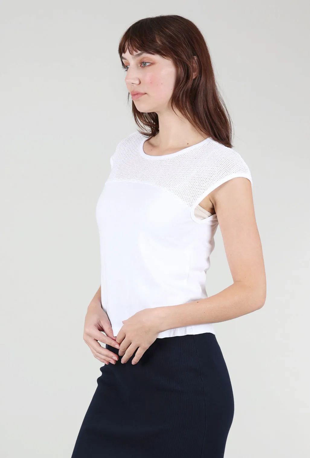 Mesh Bobby Top, White