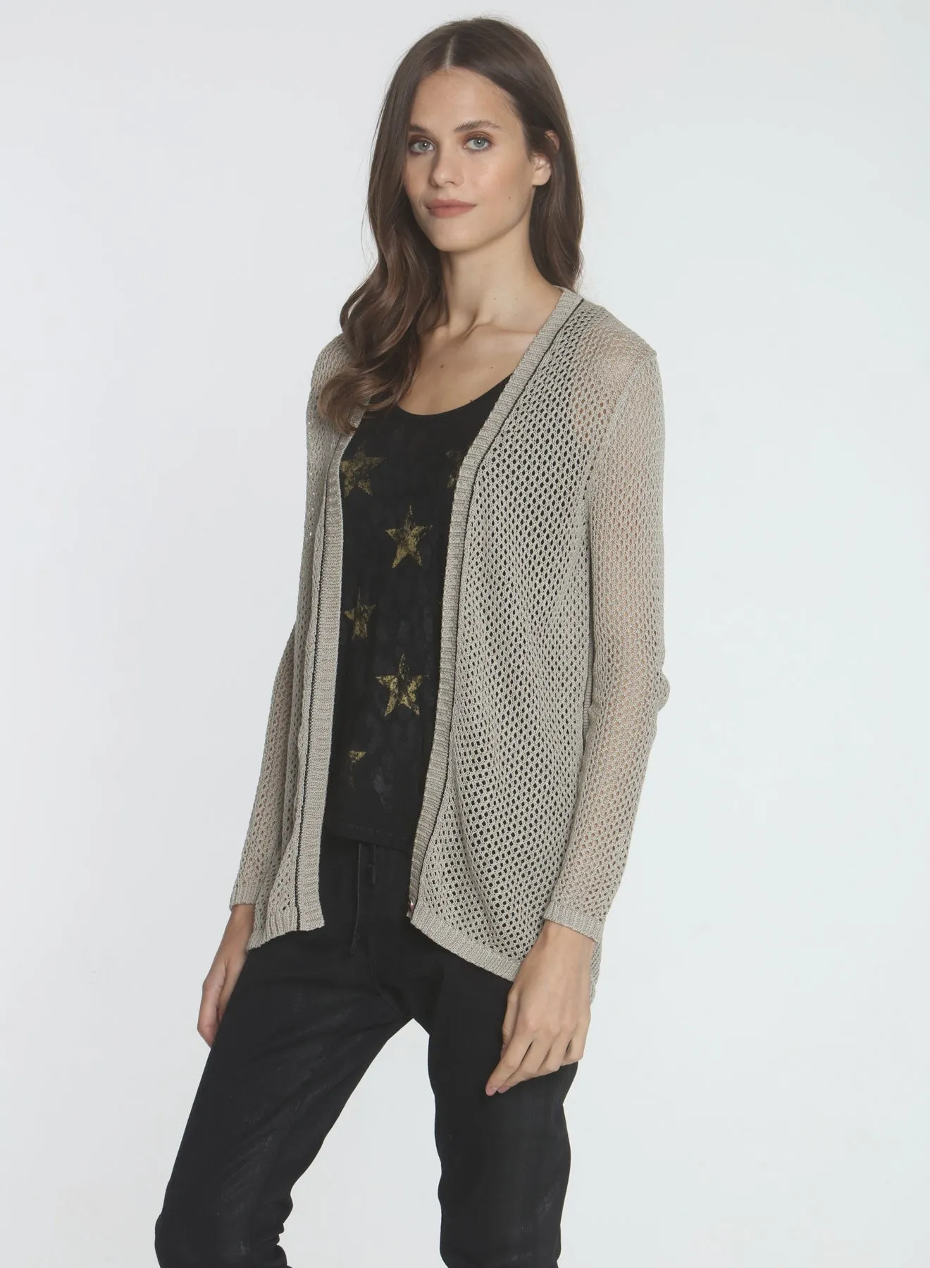 Molly Mesh Cardigan - Almond