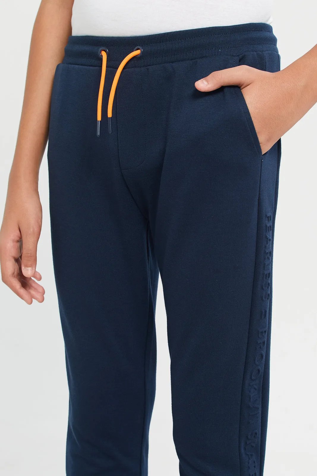 Navy Embossed Active Pants