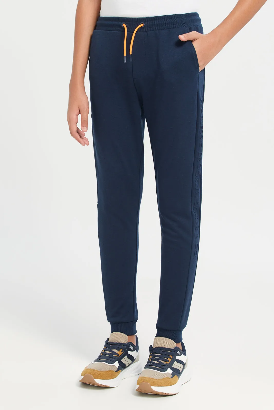 Navy Embossed Active Pants