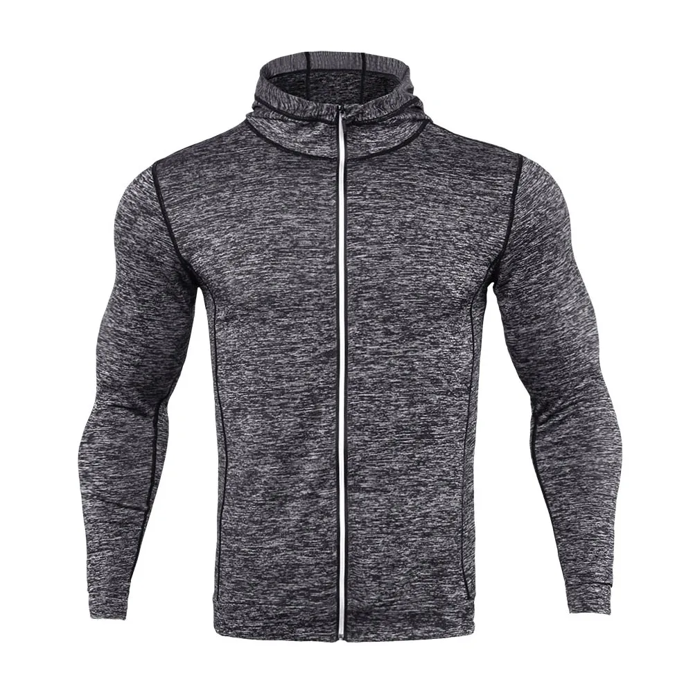 New Men's Running Jackets Fitness Sports Coat Hooded Tight Hoodie Gym Soccer Training Running Jogging Jackets Reflective Zipper Shirt.