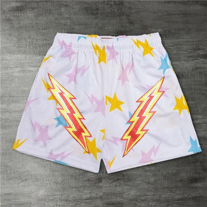 Personalized lightning print sports shorts