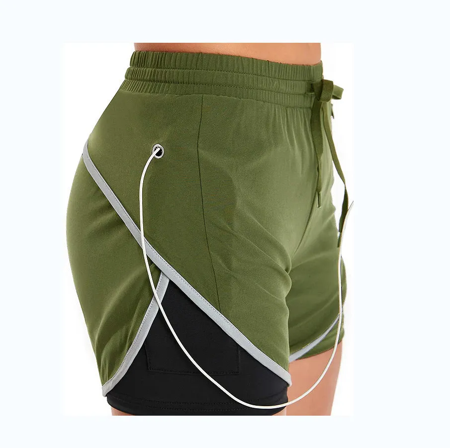 Plain Zipper Women Sports Shorts