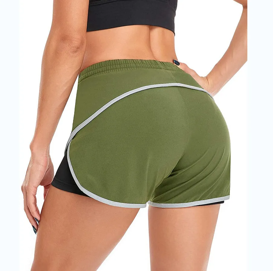 Plain Zipper Women Sports Shorts