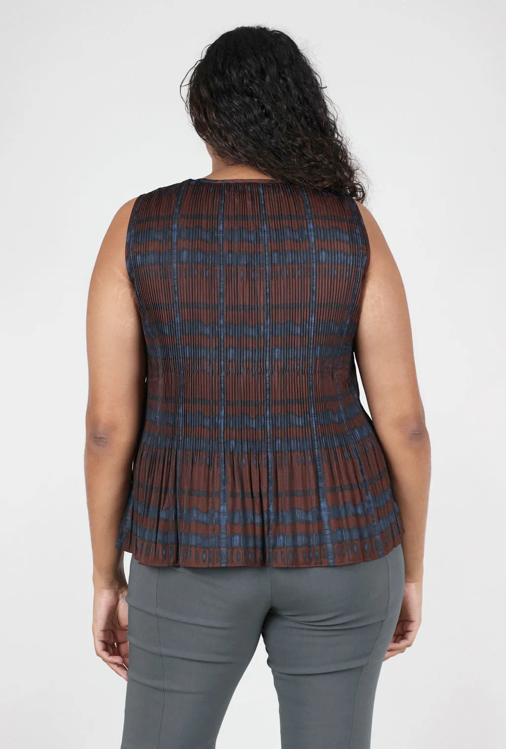 Pleat Print Top, Cocoa