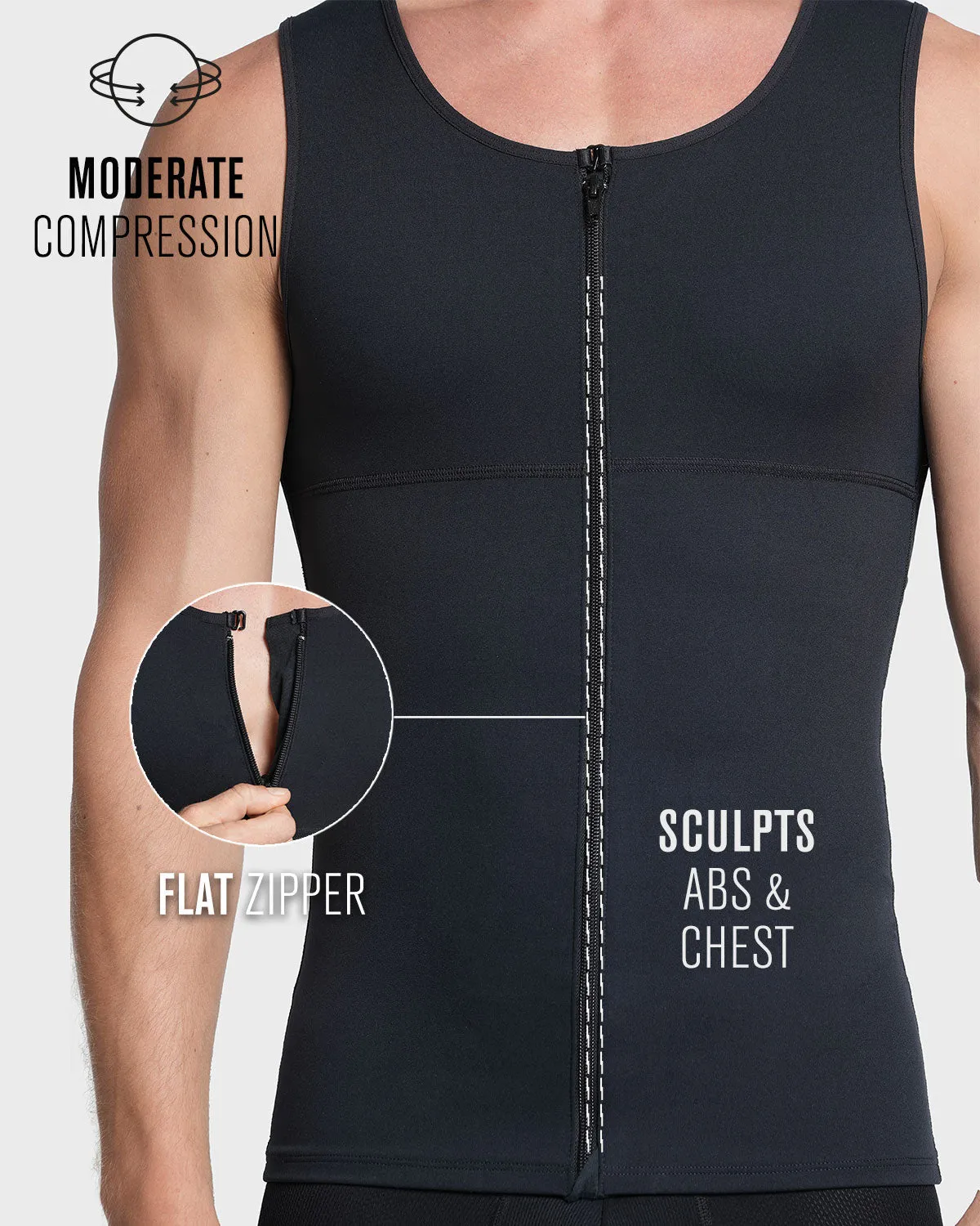 Post-Surgical Compression Vest with Double-Layered Fabric in Abs and Back