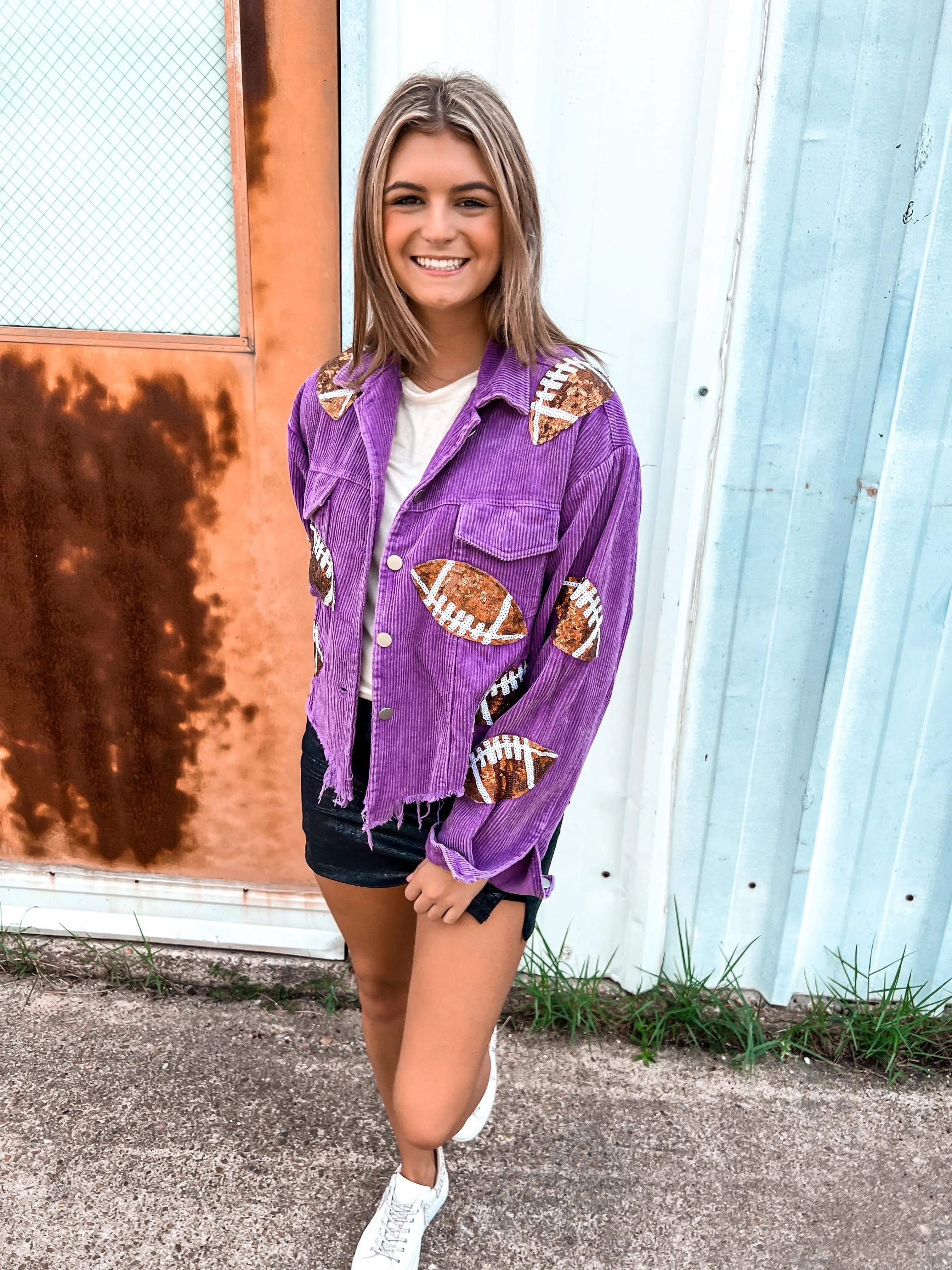 Queen Of Football Corduroy Jacket Purple