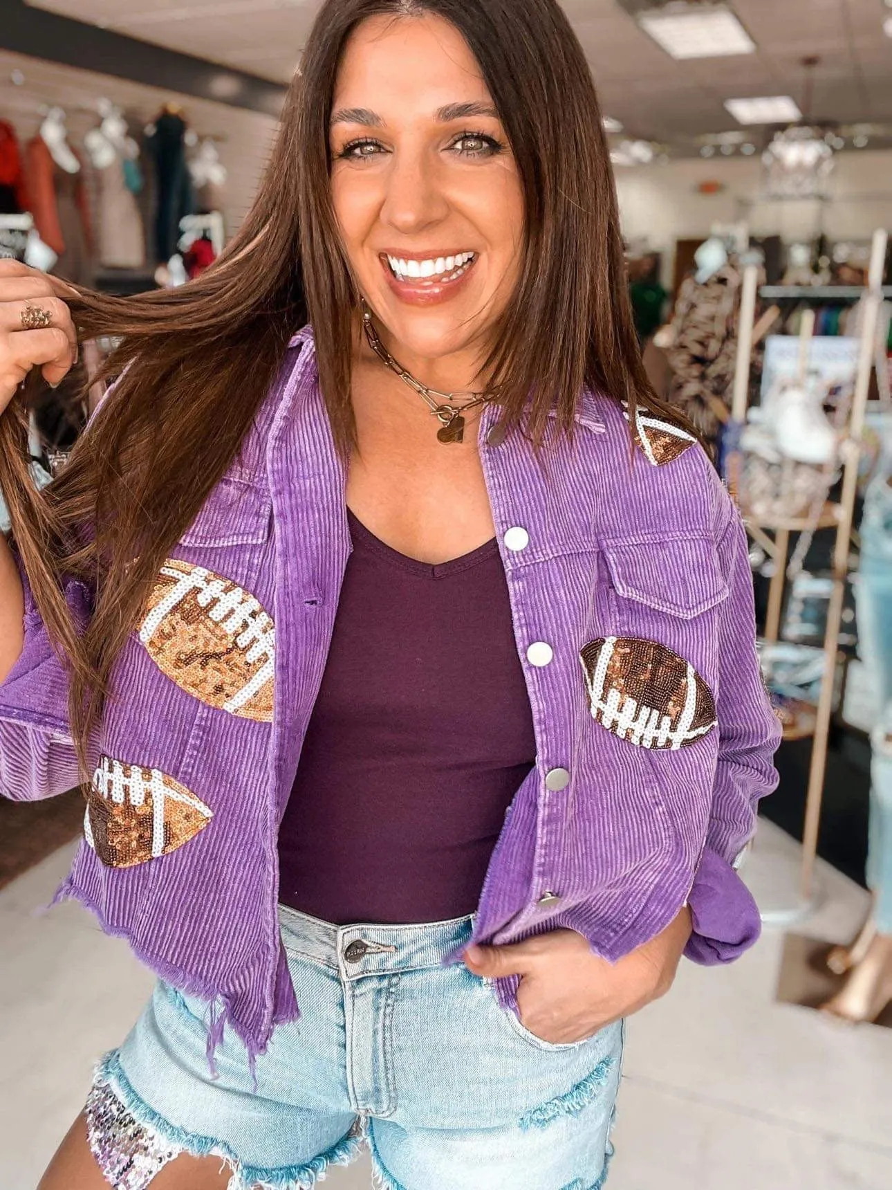 Queen Of Football Corduroy Jacket Purple