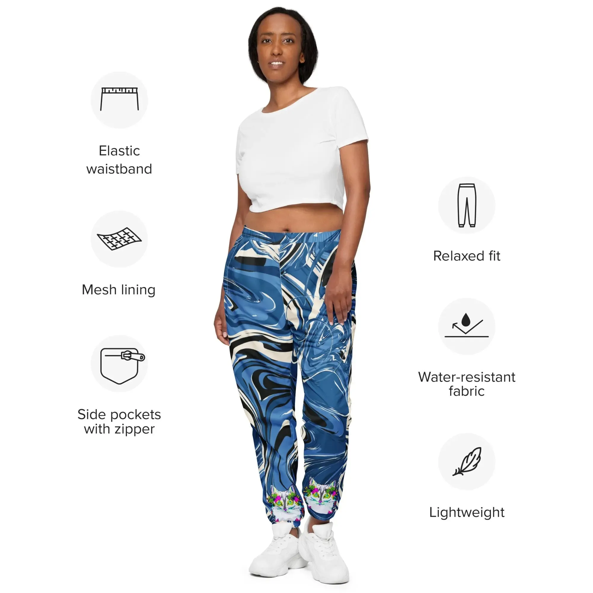 "Sonya My Beautiful Cat" Collection - White Cat Unisex Track Pants